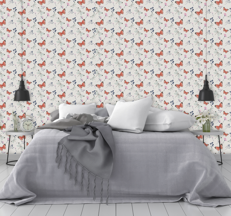 Winged insect pattern butterflies wallpaper - TenStickers