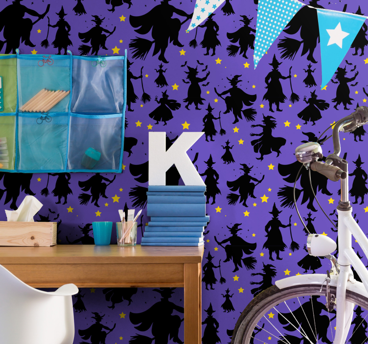 Witch Silhouettes cute halloween wallpaper - TenStickers