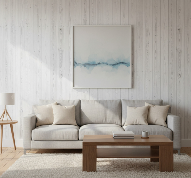 Wood effect wallpaper vintage white design - TenStickers