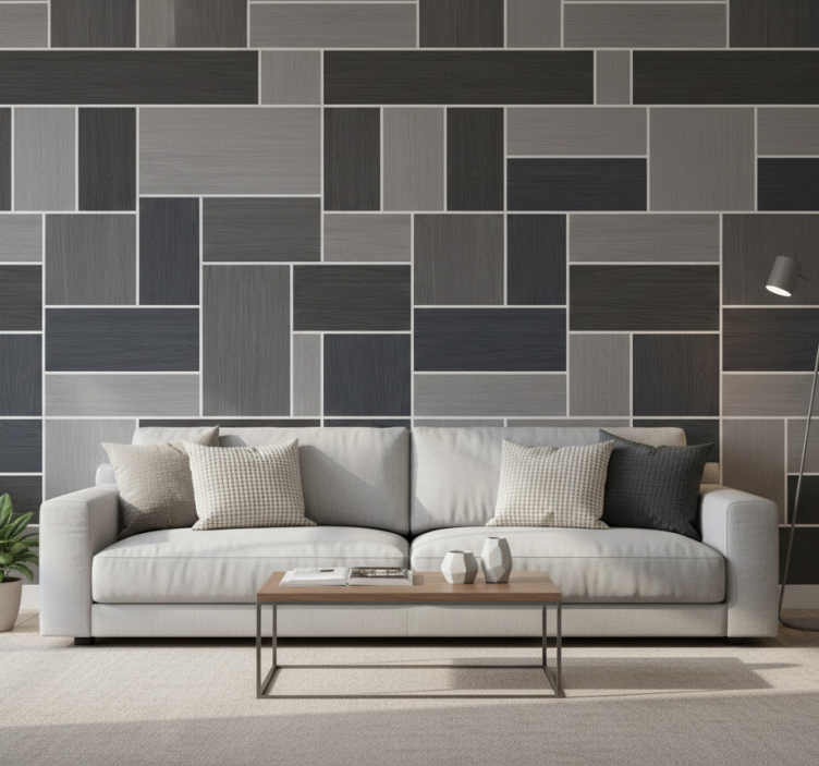 Wood effect wallpaper wooden panels in grey - TenStickers