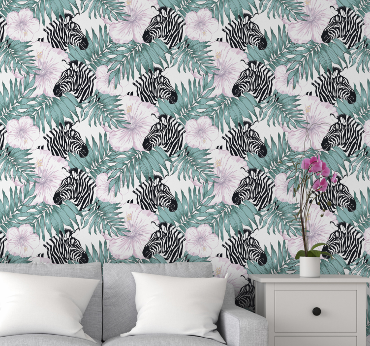 Zebra in the garden Animal Wallpaper - TenStickers