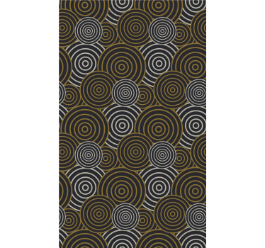 Circular brown motif geometric wallpaper - TenStickers