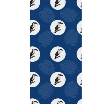 Toucan and leaves birds in wallpaper - TenStickers