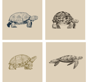 Retro wallpaper turtles on beige background - TenStickers