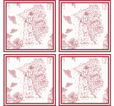 Retro wallpaper rustic landscape design - TenStickers