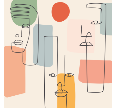 Geometric wallpaper minimalistic face art - TenStickers