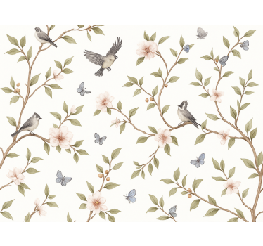 Birds in wallpaper vintage blossom bird - TenStickers