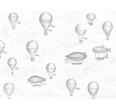 Classic wallpaper vintage skies and airships - TenStickers