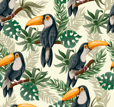 Jungle Toucan Wallpaper - TenStickers