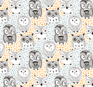 Owl Pattern Motif living room wallpaper - TenStickers