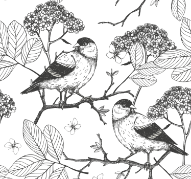 Avian Botanical Inspiration birds in wallpaper - TenStickers