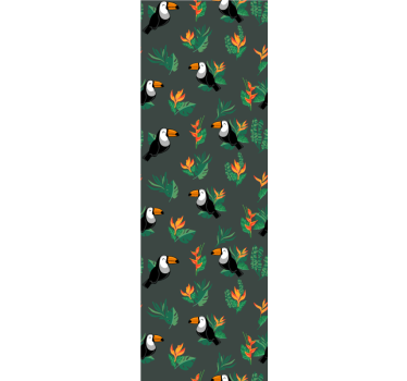 Toucan Pattern birds in wallpaper - TenStickers