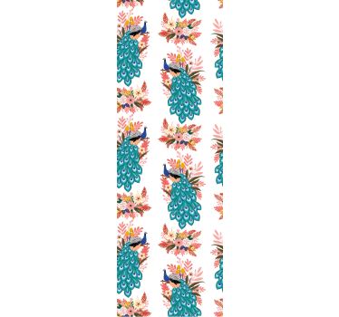 Peacock Motif birds in wallpaper - TenStickers