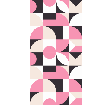 Geometric wallpaper modern pink and black pattern - TenStickers