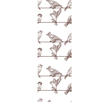 Perching Bird Pattern birds in wallpaper - TenStickers