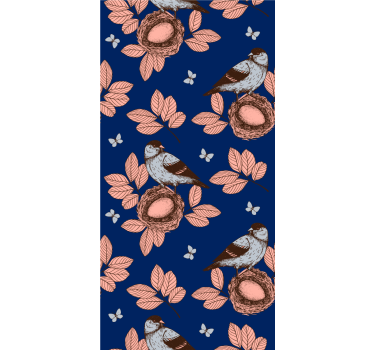 Nests and Leaves birds in wallpaper - TenStickers