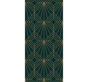 Geometric wallpaper stylish green and golden pattern - TenStickers