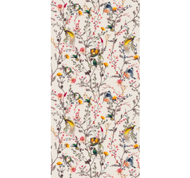 Colorful beige pattern birds in wallpaper - TenStickers