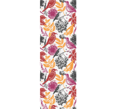 Colorful Flowers and Leaves birds in wallpaper - TenStickers