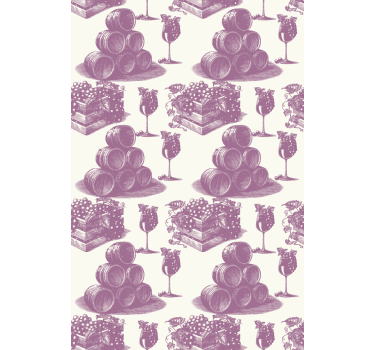 Rustic wallpaper grapes and barrels design - TenStickers