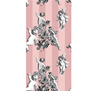 Cherubs and flowers baroque wallpaper - TenStickers