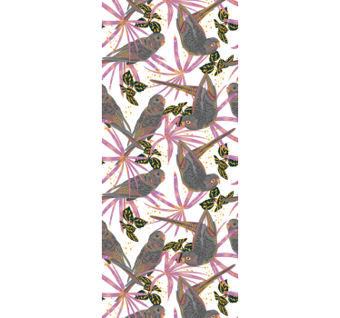 Colorful Leaves birds in wallpaper - TenStickers