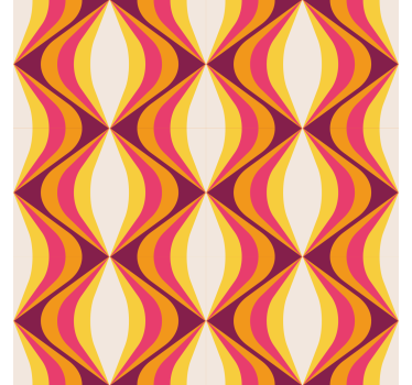 Retro orange wave design front room wallpaper mural - TenStickers