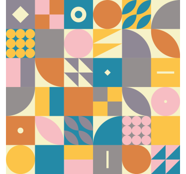 Retro colorful geometric pattern living room wallpaper - TenStickers
