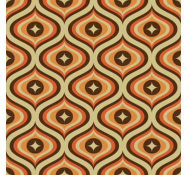 Retro orange and brown design front room wallpaper art - TenStickers
