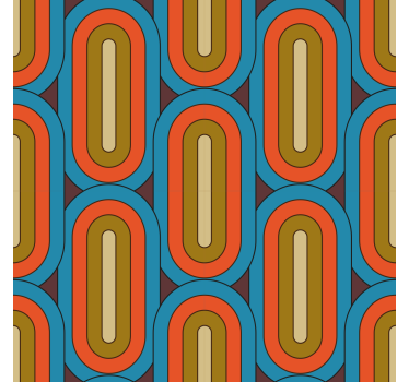 Retro rounded blue front room wallpaper mural - TenStickers