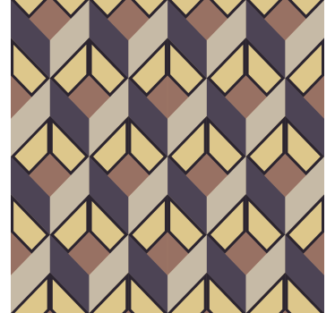 Retro geometric pattern grey living room wallpaper mural - TenStickers