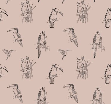 Avian Sketch Motif birds in wallpaper - TenStickers