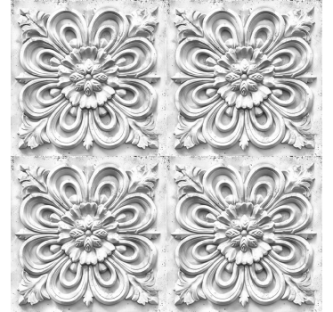 White tiles baroque wallpaper - TenStickers
