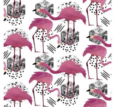 Flamingo parade birds in wallpaper - TenStickers