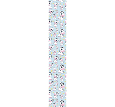 Baby motif on blue background wallpaper zebras - TenStickers