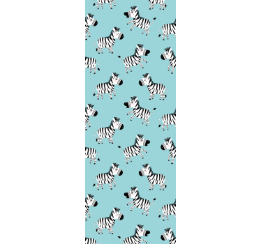 Blue pattern for kids wallpaper zebras - TenStickers