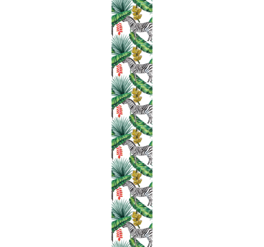 Tropical foliage wallpaper zebras - TenStickers