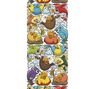 Playful Parrot Pattern birds in wallpaper - TenStickers