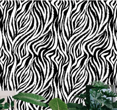 Classic irregular black and white zebra Lounge wallpaper - TenStickers