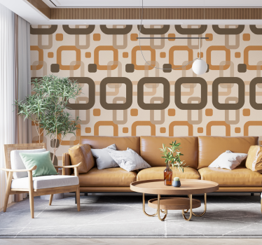 70s retro Square pattern wallpaper - TenStickers