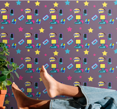 80's videogames systems retro wallpaper - TenStickers
