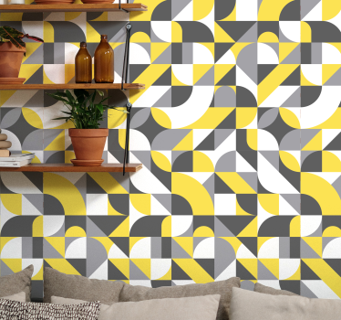 Angular Waves geometric wallpaper - TenStickers