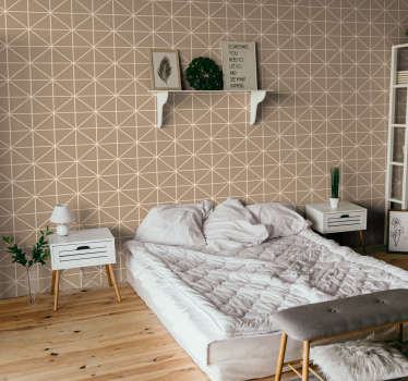 Beige patterned tile square pattern wallpaper - TenStickers