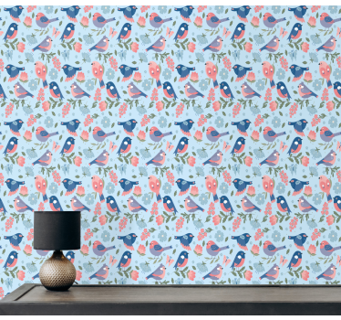 Birds in wallpaper floral design - TenStickers