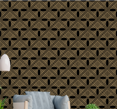 Black and gold déco geometric wallpaper - TenStickers