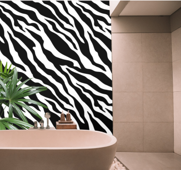 Black and white animal print zebra Lounge wallpaper - TenStickers