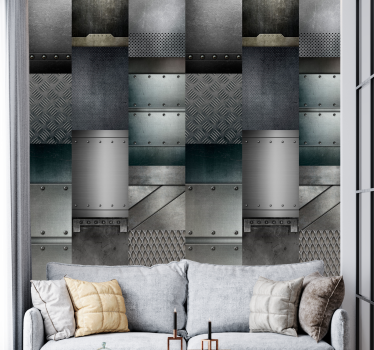 Black metal design wallpaper industrial - TenStickers