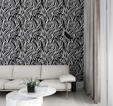 Classic irregular black and white zebra Lounge wallpaper - TenStickers