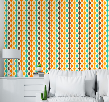 Curvy retro waves retro wallpaper - TenStickers