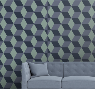 3D cubes pattern geometric wallpaper - TenStickers
